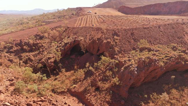 Juukan Gorge in Western Australia – one of the earliest known sites occupied by Aboriginals in Australia – was destroyed by Rio Tinto in 2020. Picture: PKKP Aboriginal Corporation / AFP