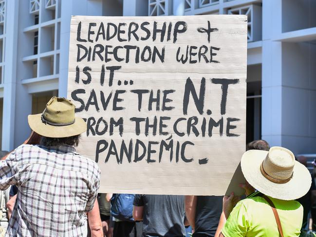 Almost a thousand protesters turned out at Parliament House for Darwin's third rally against crime. Pic: Pema Tamang Pakhrin