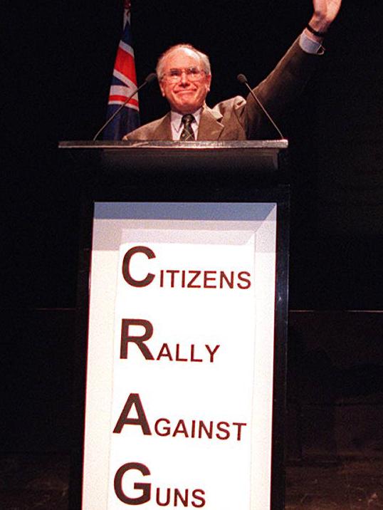 John Howard attending an anti-gun rally on the Gold Coast in July 1996.