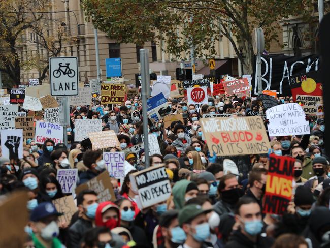 The Black Lives Matter protest in Melbourne. Picture: Alex Coppel.