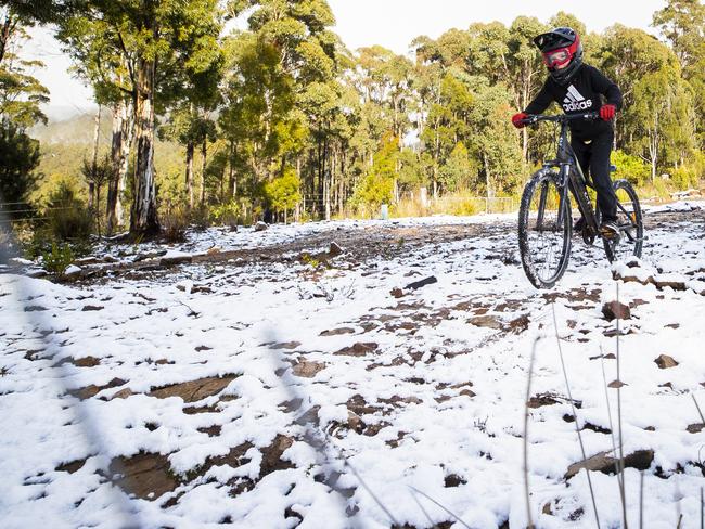 Winter is the perfect time to get your heart pumping on one of Tasmania’s many mountain bike trails. Picture: Richard Jupe