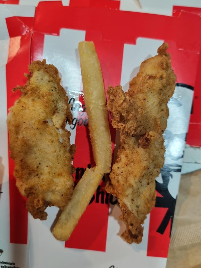 KFC’s tenders have attracted much of the ‘shrinkflation’ heat. Picture: Reddit