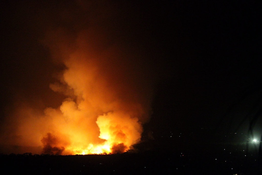 Photos of the Coolum blaze taken from Lowes Lookout about 9.30pm on Thursday. Picture: Aquila Elle Bergstr m