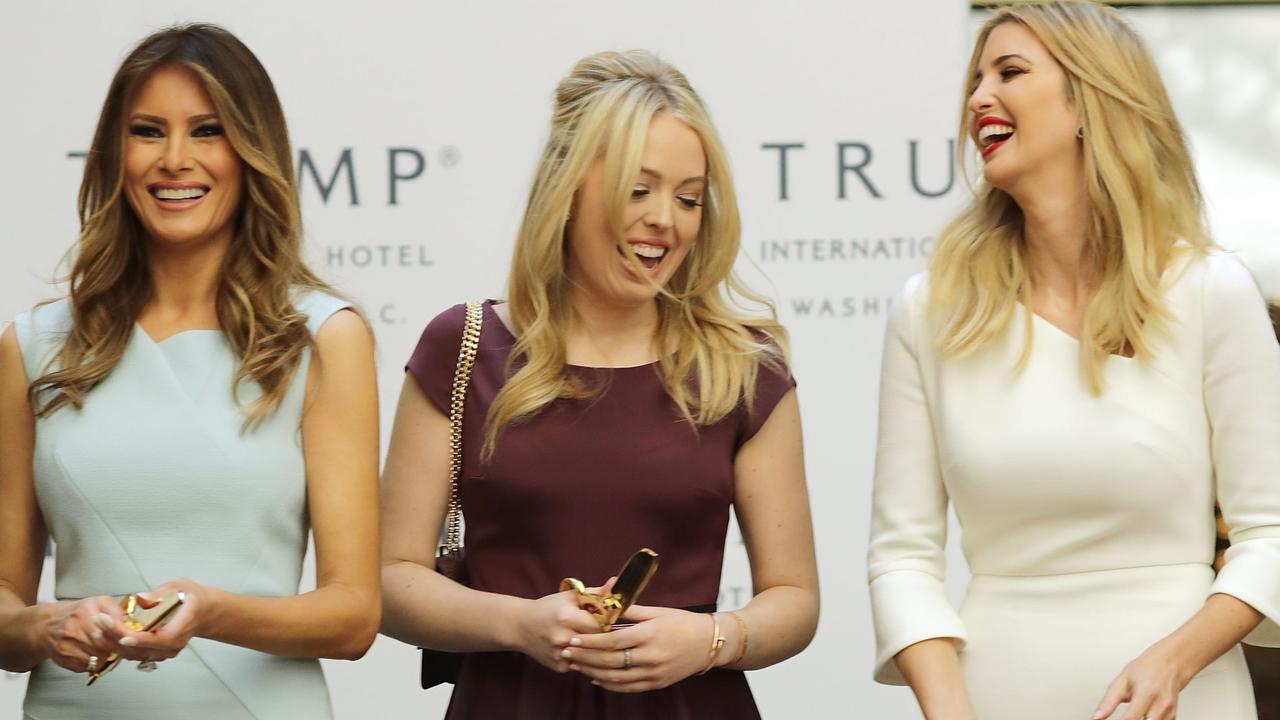 Melania Trump with her stepdaughters Tiffany (centre) and Ivanka in October, 2016, a month before Donald Trump won the presidency. Picture: Chip Somodevilla/Getty