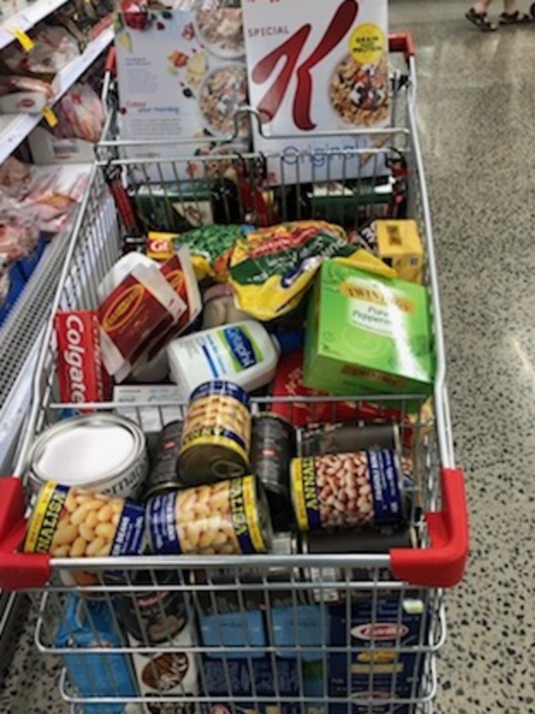 A lot of people are stockpiling food as panic sets in about the coronavirus. This photo was taken in a Sydney Woolworths store. Picture: Alex Turner-Cohen/News.com.au