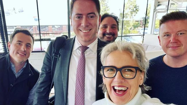 Geelong radio queen Roxie Bennett with the regional city’s “big guy” David Collard. As his employee she got to live it up in New York. Picture: Supplied