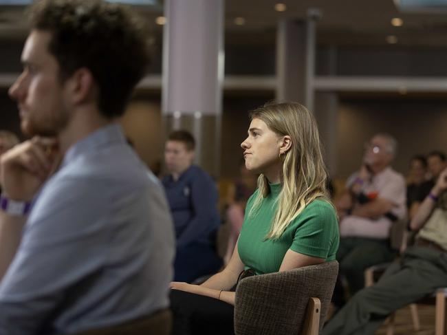 Undecided voters watch the debate. Picture: Sarah Marshall/NCA NewsWire