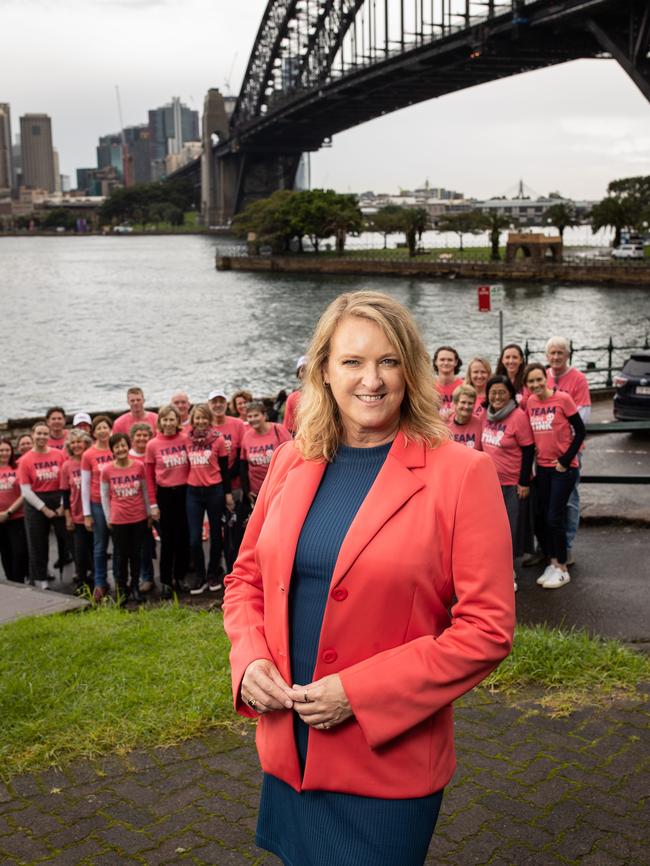 23rdKylea Tink and her supporters at Jeffrey Street wharf in Kirribilli. Photo: Julian Andrews