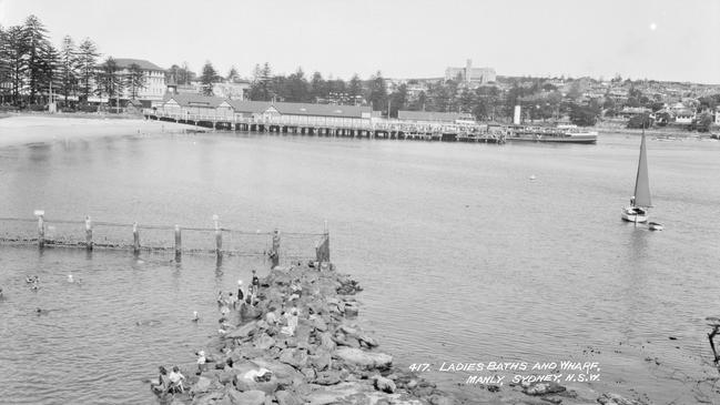 Manly Cove in 1928, showing part of the baths that were built in 1924. Picture Sam Hood, State Library of NSW