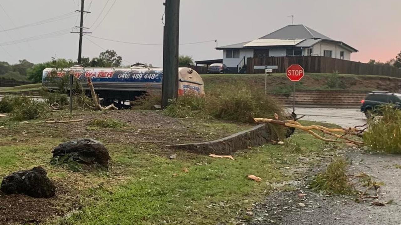 The late afternoon storm left a trail of destruction ion its wake when it rolled across Gympie.