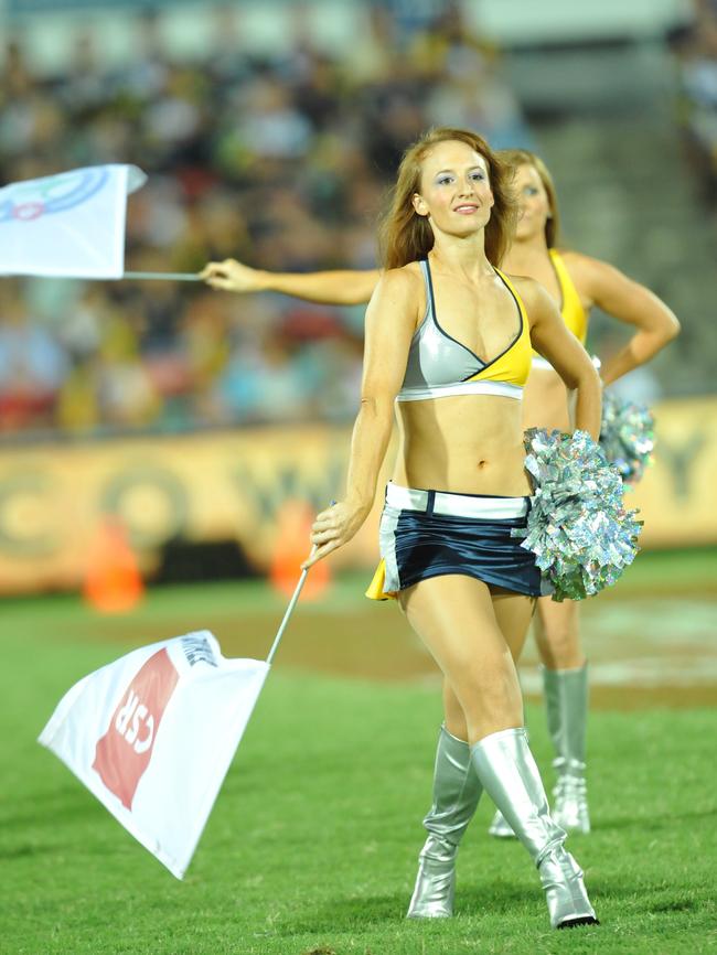 Dancers from the Hot Squad the North Queensland Cowboys cheerleaders perform at the North Queensland Cowboys Vs Melbourne Storm at Dairy Farmers Stadium, Townsville.