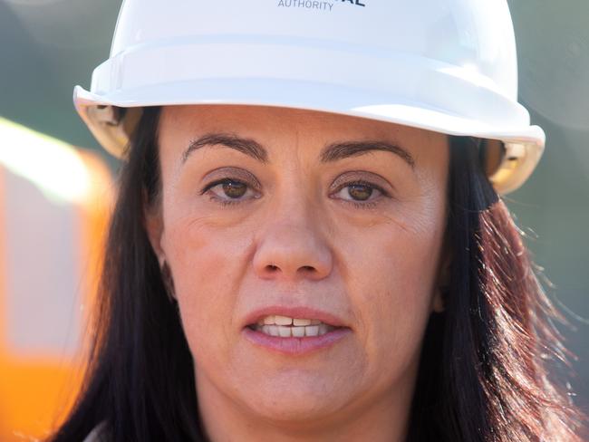 MELBOURNE, AUSTRALIA- NewsWire Photos July 08 2021:    Member for Pascoe Vale Lizzie Blandthorn speaks to media after takeing a tour at Glenroy's big dig rail crossing removal site. Picture: NCA NewsWire / Sarah Matray