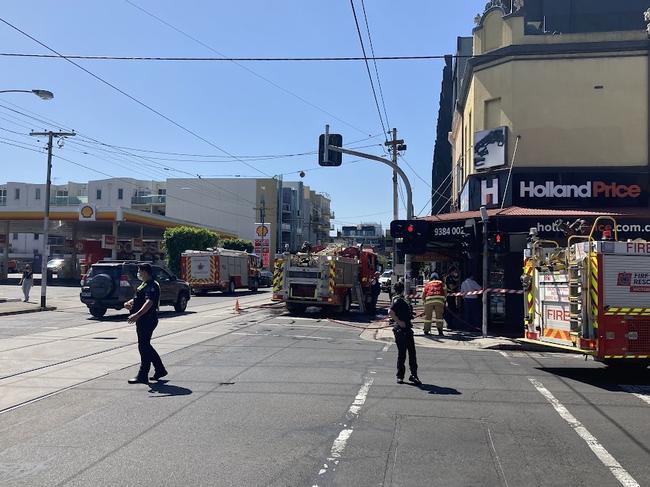 Emergency services on scene at an incident on Lygon St in Brunswick East, near Glenlyon Rd. Picture: Supplied.