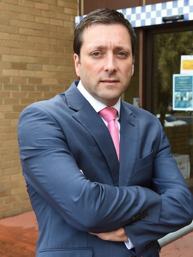 Opposition Leader Matthew Guy’s people power” scheme involves a Liberal/Nationals government tender for a low-income electricity and gas tariff, available to pensioners and health care cardholders. Picture: Lawrence Pinder