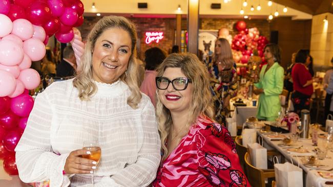 Jacqui Wheatley (left) and Laura Paton at Fitzy's Colour of Change luncheon raising funds for local breast cancer support, Thursday, May 26, 2022. Picture: Kevin Farmer