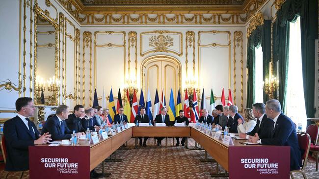 Leaders prepare to hold a plenary meeting at a summit held at Lancaster House in central London on March 2, 2025. Picture: AFP