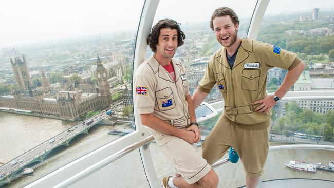 Andy Lee and Hamish Blake in TV show <i>Hamish and Andy's Euro Gap Year</i>.