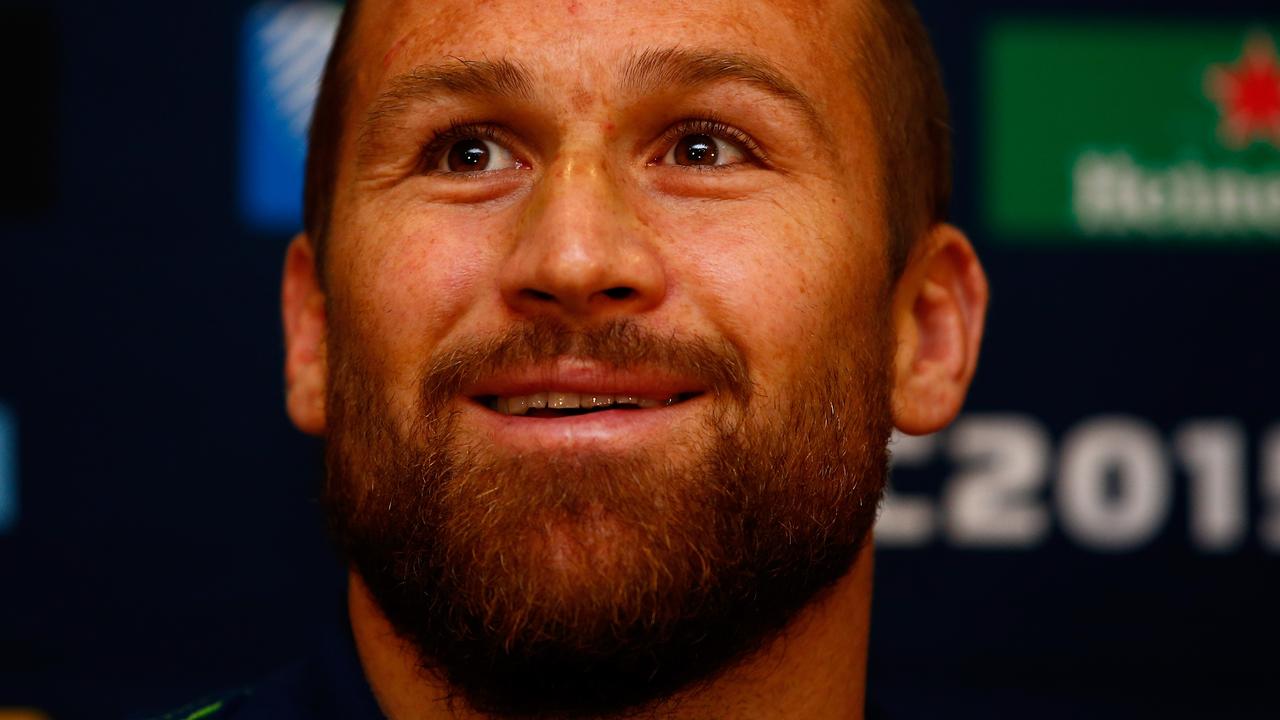 LONDON, ENGLAND - OCTOBER 21: Matt Giteau of Australia speaks to the media during an Australia media session at the Lensbury Hotel on October 21, 2015 in London, United Kingdom. (Photo by Dan Mullan/Getty Images)