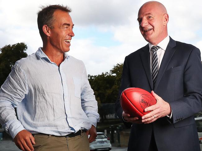 Premier Peter Gutwein with former Hawthorn Football  Club coach Alastair Clarkson. Clarkson is set to help Tasmania gain an AFL team.  Picture: Nikki Davis-Jones