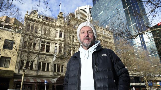 Retired detective Mick Wilmott outside the proposed safe injecting room at the Salvation Army at Bourke Street. Picture: Andrew Henshaw