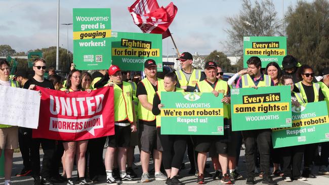 Strike action hit Woolworths distribution centres in November. Picture: NewsWire/ David Crosling