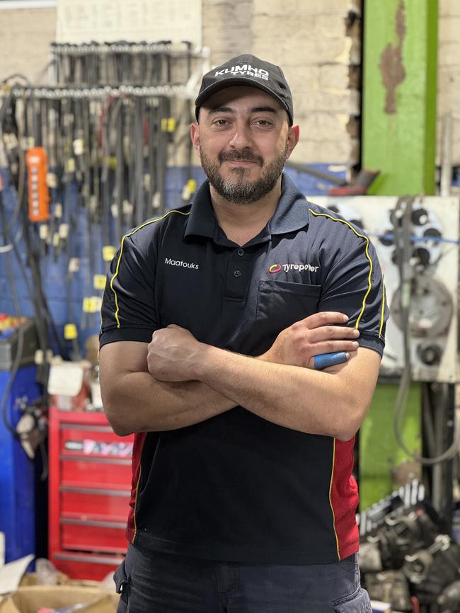 Wadih Chidiac, a mechanic at Maatouks Tyrepower Belmore, said potholes could burst tyres, costing drivers hundreds of dollars to repair. Picture: Canterbury-Bankstown Council