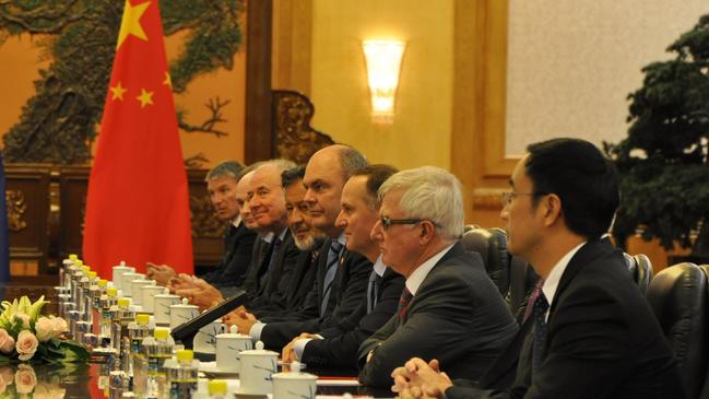 Then Prime Minister John Key (3R) holds talks with China's Premier Li Keqiang at the Great Hall of the People in 2013. Picture:NZN./Laura McQuillan.