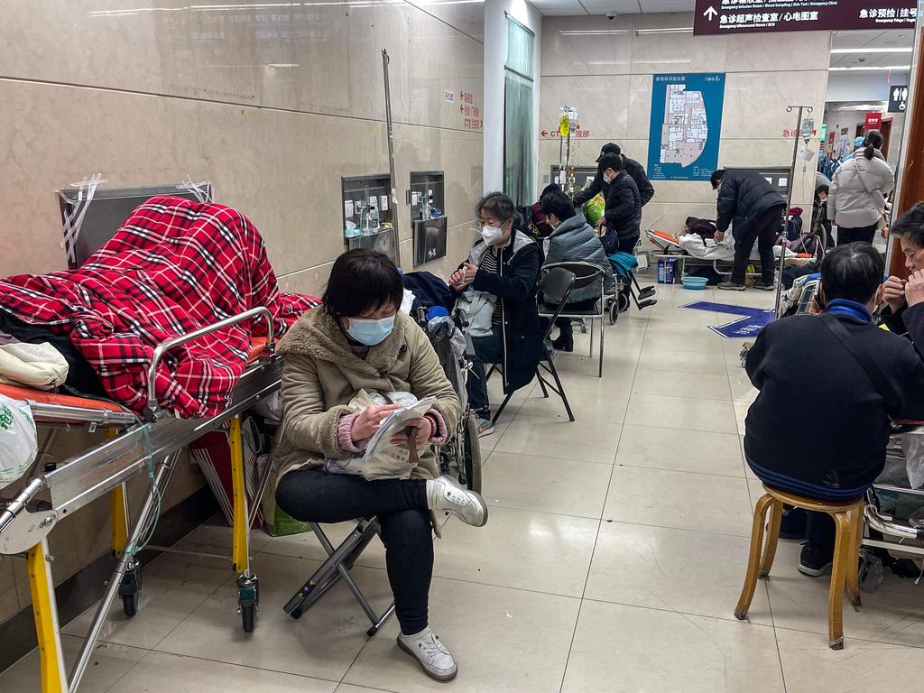 Patients in the emergency department at Huashan Hospital in Shanghai. Picture: AFP