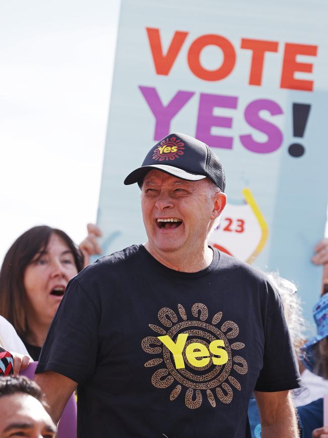 Mr Albanese holds a press conference for The V once referendum at the Sydney Opera House. Picture: NCA NewsWire/ Sam Ruttyn