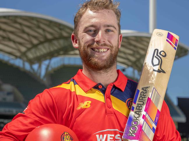 SA batsman Mackenzie Harvey at the Adelaide Oval. Pictured on 25th Feb 2025. Picture: Ben Clark