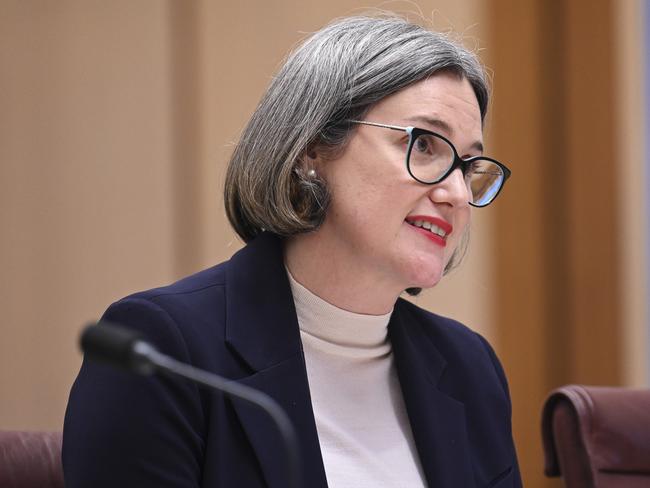 CANBERRA, AUSTRALIA, NewsWire Photos. APRIL 16, 2024: CEO of Coles Supermarkets, Leah Weckert appears before the Senate Select Committee on Supermarket Prices at Parliament House in Canberra. Picture: NCA NewsWire / Martin Ollman