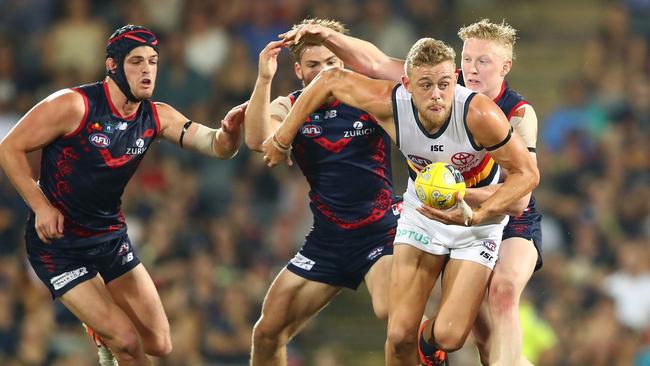 Hugh Greenwood in action against Melbourne in Darwin on Saturday night. Picture: Scott Barbour / Getty