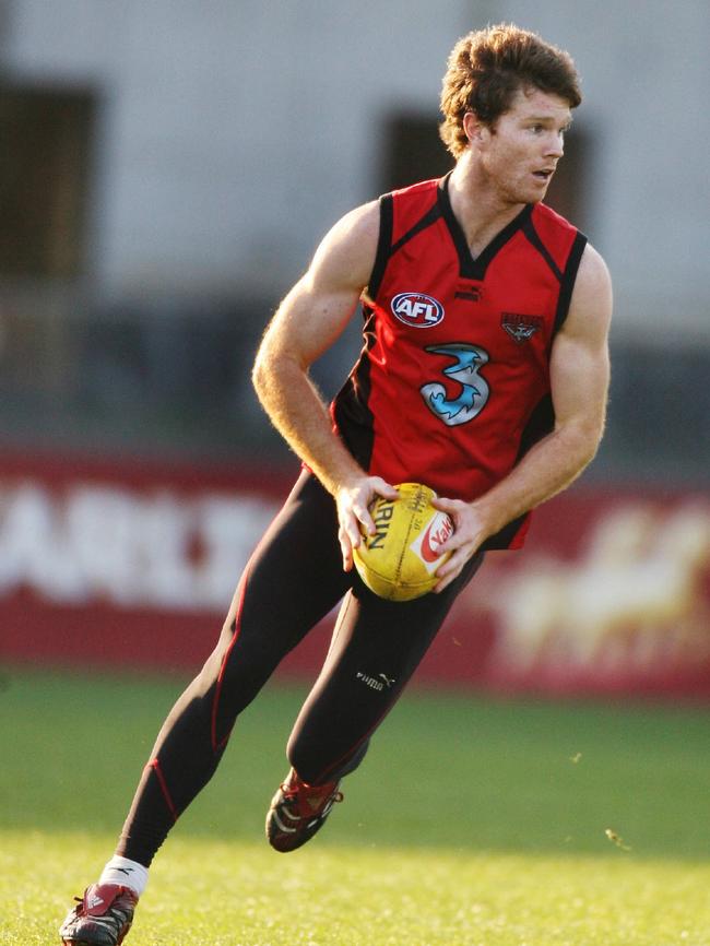 Ben Jolley trains with Essendon in 2006.