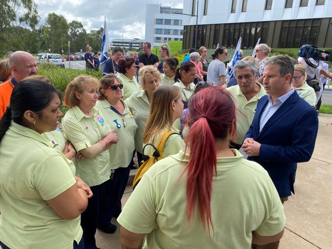 Member for Campbelltown Greg Warren has rallied with nurses and hospital workers against the paid parking. Picture: Supplied