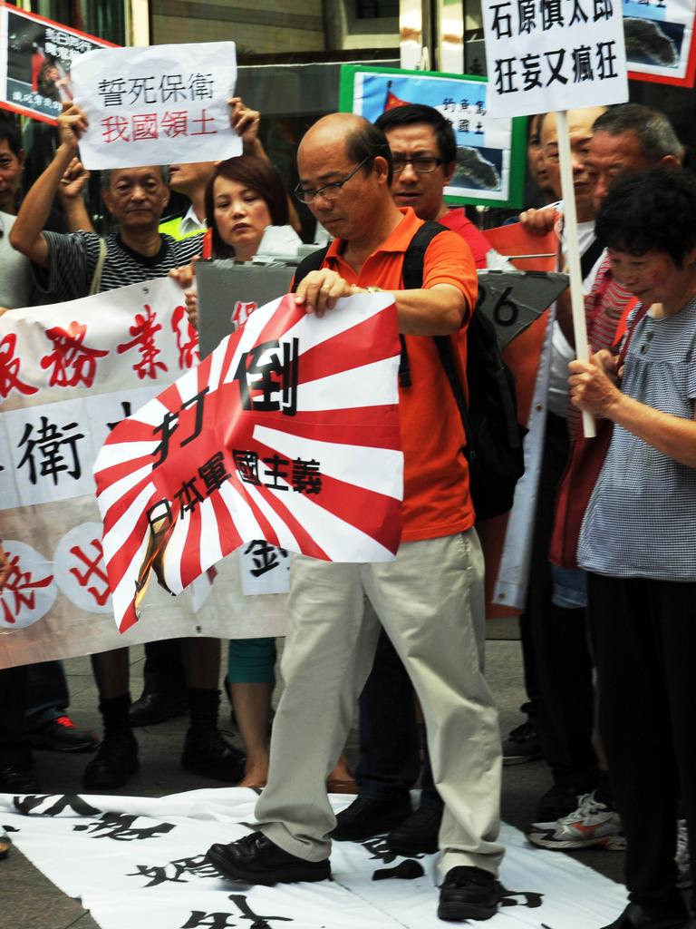 Pro-China activists rally during an anti-Japan protest in Hong Kong in 2012. Picture: Laurent Fievet/AFP