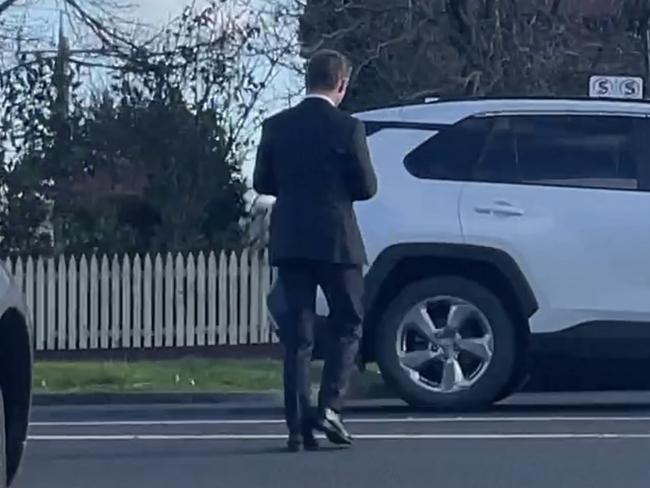 Steven Wallace leaving the Korumburra Magistrates’ Court on Thursday.