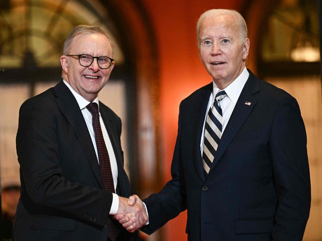 US President Joe Biden bids farewell to Albanese at the end of the Quadrilateral Summit in the US on September 21. Picture: AFP