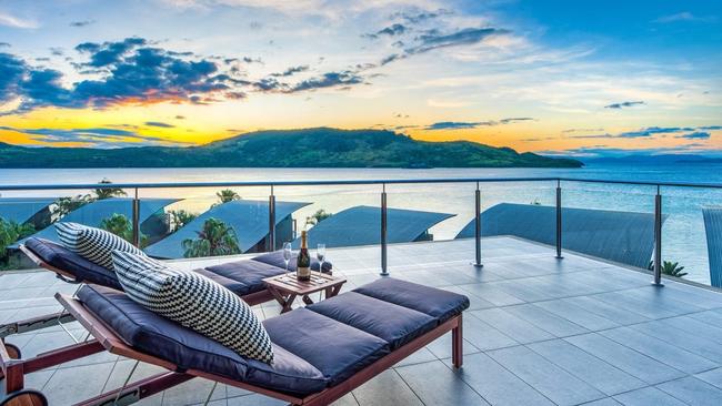 Stunning sunset from the balcony on Yacht Club Villa 35. Picture: Contributed