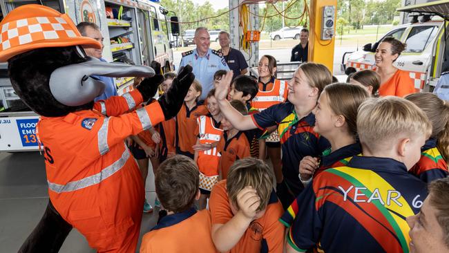 Girraween Primary School students tour the NTES Palmerston Volunteer Unit, meeting Paddy the Platypus and testing out the emergency sirens. Picture: Pema Tamang Pakhrin