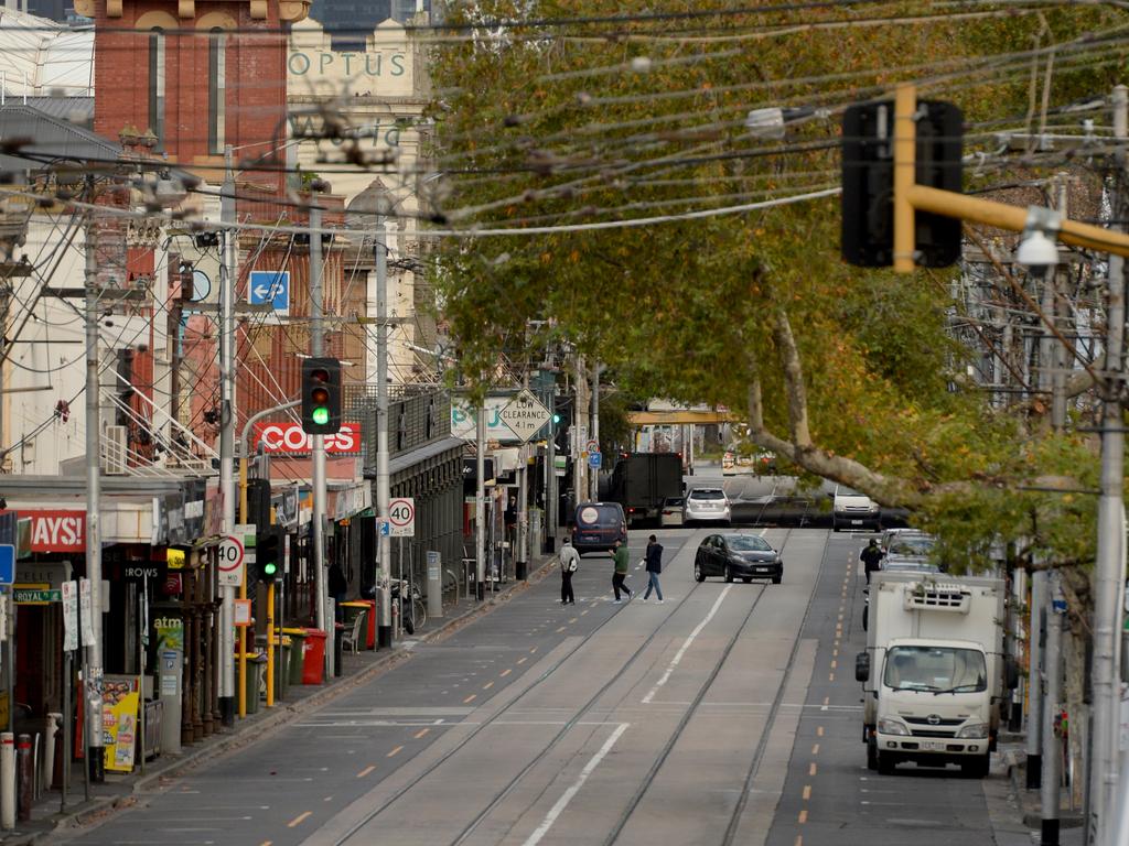 Once busy Swan St in Richmond is almost empty. Picture: NCA NewsWire / Andrew Henshaw