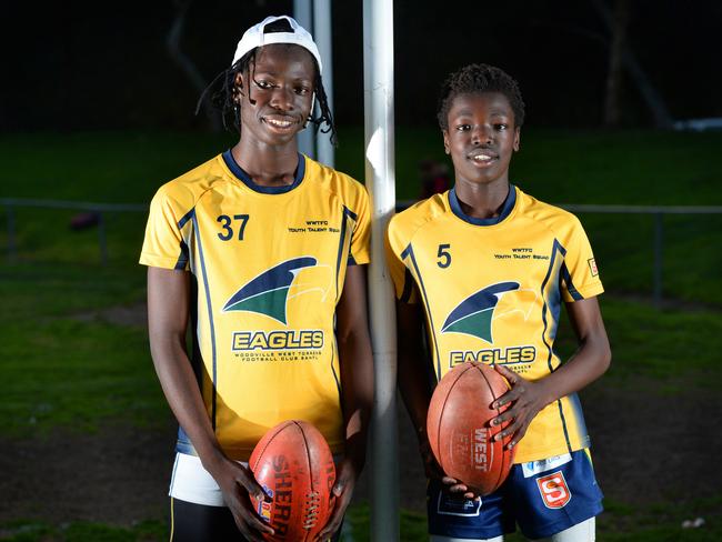 Woodville-West Torrens under-16 footballers and twins Martin and Michael Frederick. Picture: Dave Cronin