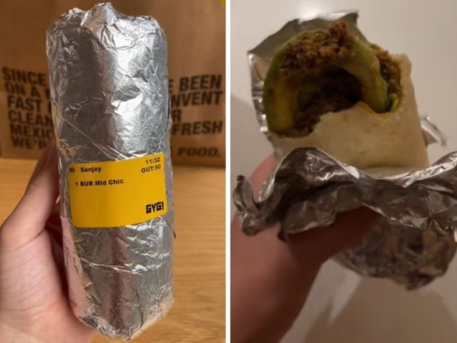 Aussie chain responds to viral burrito drama. Picture: TikTok