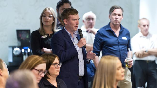 Kenneth Wagner asks a question of Toowoomba Regional Council election 2020 candidates at a forum hosted by the Toowoomba Chamber at Burke and Wills Hotel, Thursday, March 12, 2020. Picture: Kevin Farmer