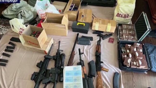 Police found a stash of guns and ammunition. Picture: Telegram.