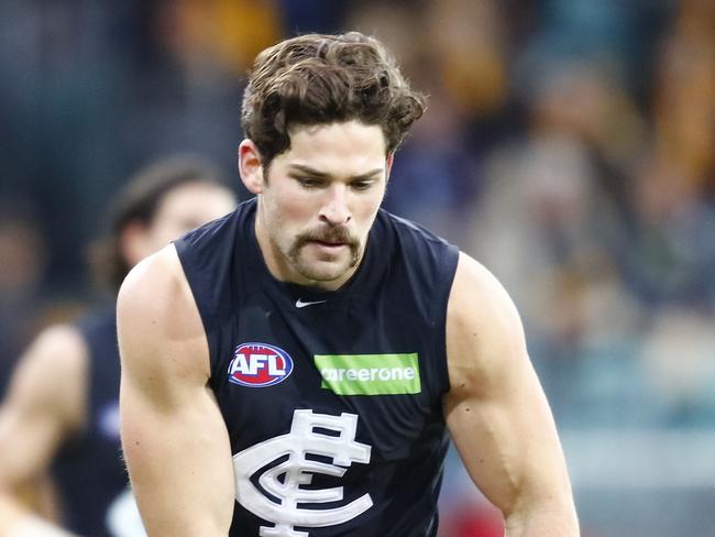 Levi Casboult during the Round 19 match between the Hawthorn Hawks and the Carlton Blues at Aurora Stadium, Launceston, Saturday, July 30, 2016. (AAP Image/Rob Blakers) NO ARCHIVING, EDITORIAL USE ONLY