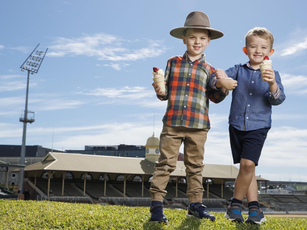 George Pickford 6, and Lenny Mackenzie 5, ready for this year’s Ekka. Picture: Lachie Millard