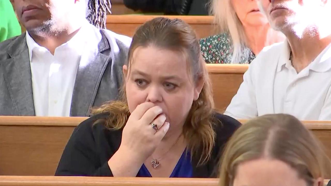 Kyle Rittenhouse’s mother looks on as her son testifies during his trial.