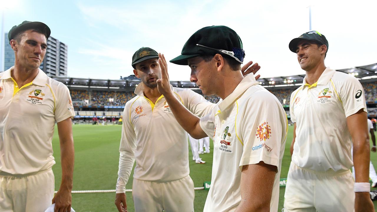 Australia’s fast bowling group. Photo: Dave Hunt/AAP Image. 