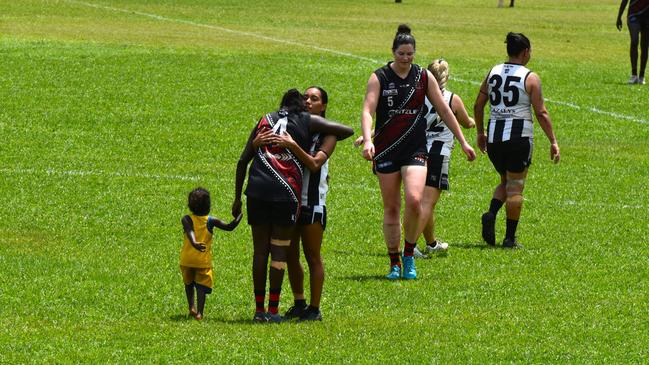 Images from the Round 9 NTFL MPL/WPL clash between the Tiwi Bombers and Palmerston Magpies at Bathurst Island, 30 November 2024. Picture: Darcy Jennings