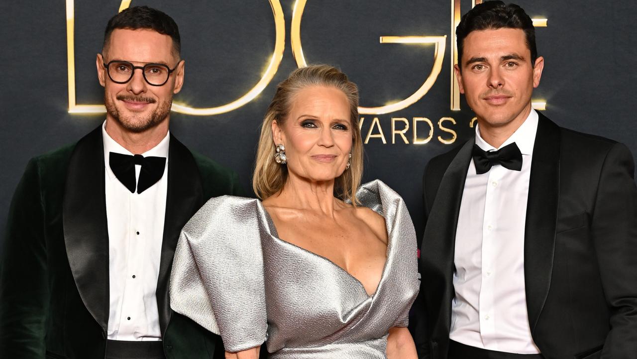 The Block judges Darren Palmer, Shaynna Blaze and Marty Fox attend the 2024 Logie Awards. Picture: James Gourley/Getty Images for TV WEEK Logie Awards.